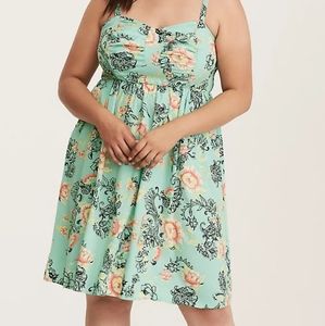 MULTI-COLOR FLORAL PRINT CHALLIS BOW FRONT DRESS